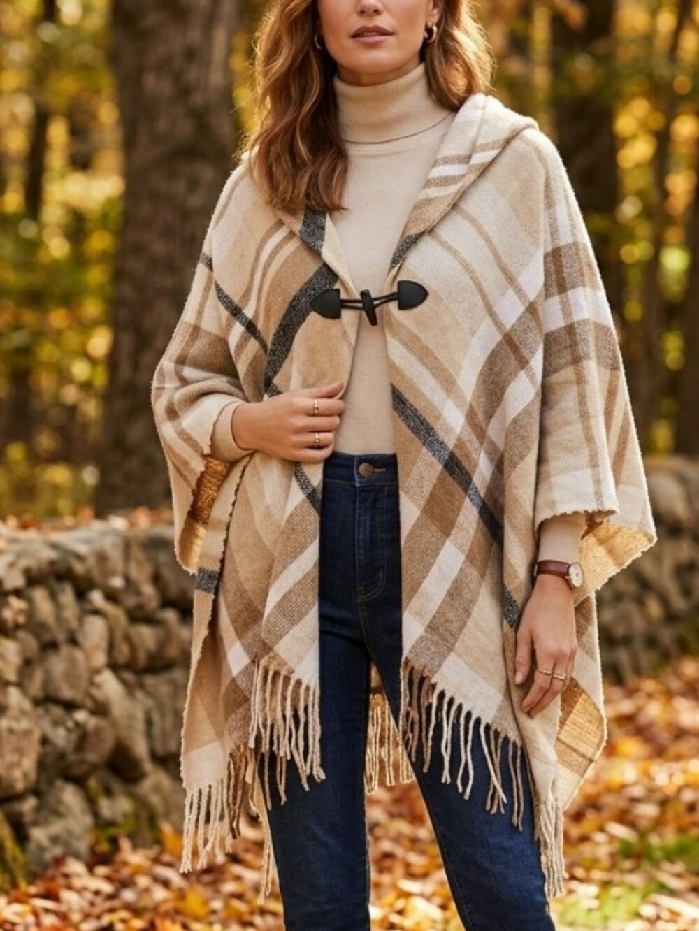 West Lood Plaid 100% Acrylic Poncho